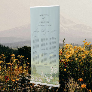 Wildflower Landscape Wedding Seating Chart Retractable Banner