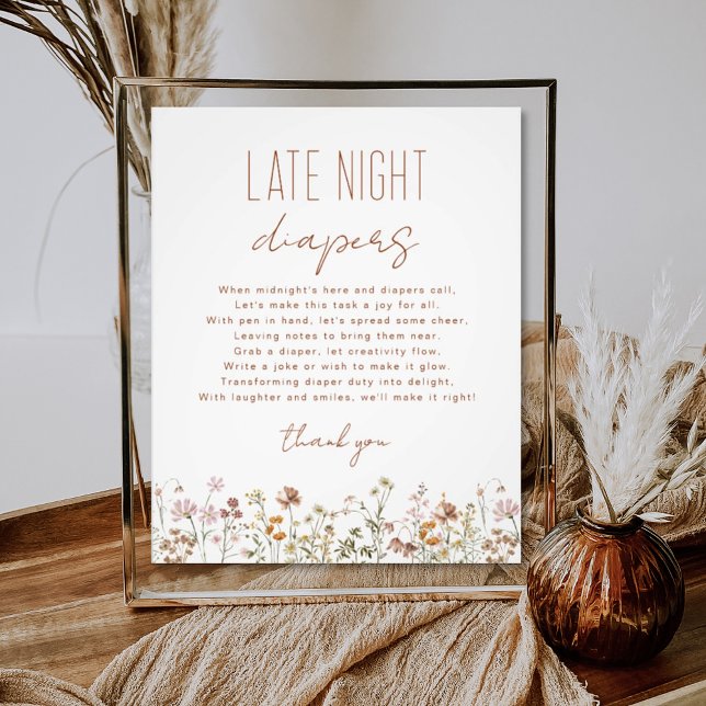 Wildflower Late Night Diapers Baby Shower Game Photo Print (Creator Uploaded)