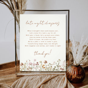 Wildflower Late Night Diapers Baby Shower Game Photo Print