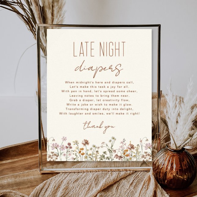 Wildflower Late Night Diapers Baby Shower Game Poster (Creator Uploaded)