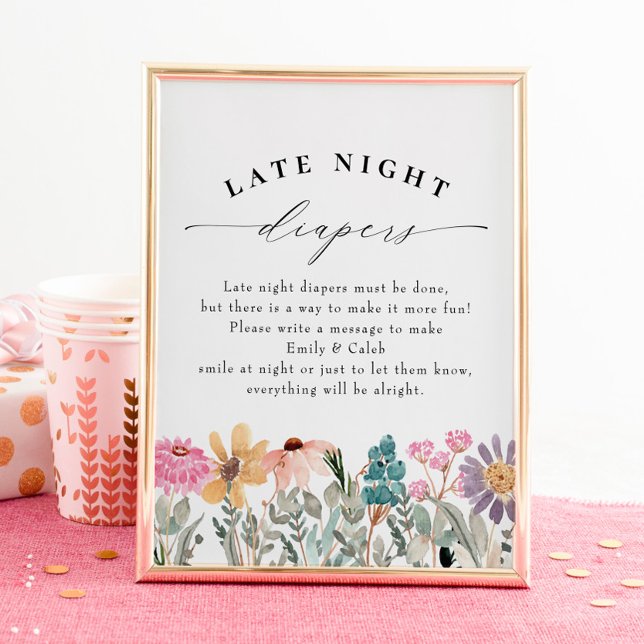 Wildflower Late Night Diapers Baby Shower Poster (Creator Uploaded)