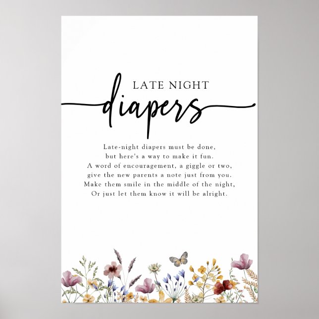 Wildflower Late Night Diapers Sign (Front)