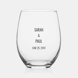 Wildflower Lavender and Yellow Floral Wedding Stemless Wine Glass