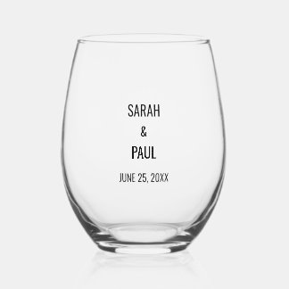 Wildflower Lavender and Yellow Floral Wedding Stemless Wine Glass