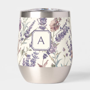 Wildflower Lavender Boho Botanical Floral Monogram