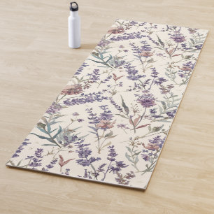 Wildflower Lavender Boho Botanical Floral Yoga Mat