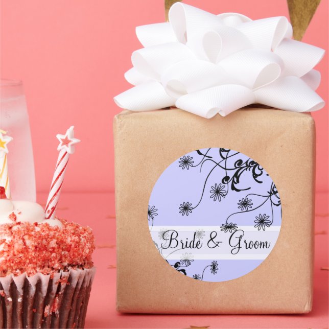 Wildflower Lavender Lilac Periwinkle Wedding Classic Round Sticker (Party)