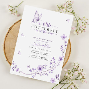 Wildflower Lavender Purple Butterfly Baby Shower Invitation