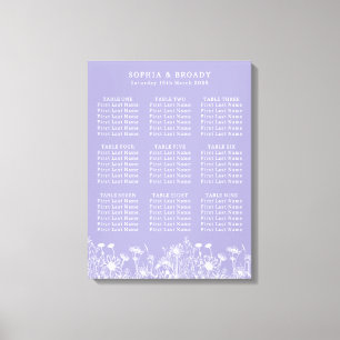 Wildflower Lavender Seating Chart Canvas Print