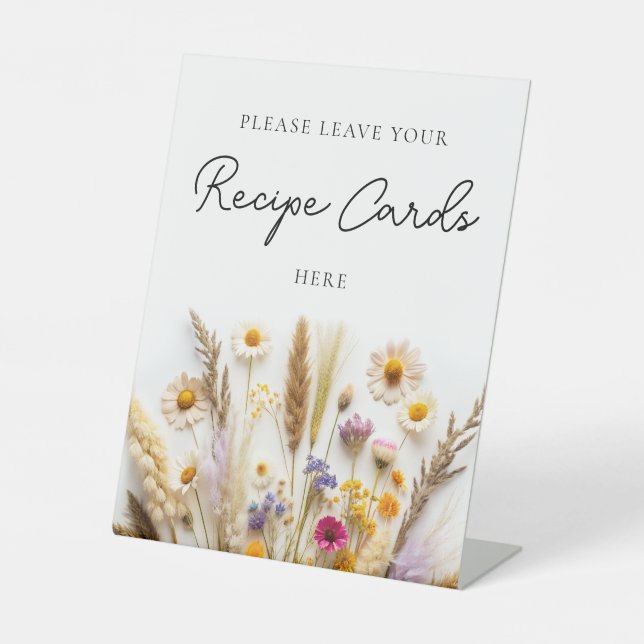 Wildflower Leave Your Recipe Card Here Pedestal Sign (Front)