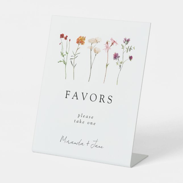 Wildflower Lesbian Pride Floral Wedding Favours Pedestal Sign (Front)