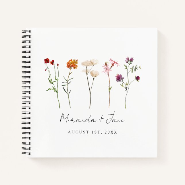 Wildflower Lesbian Pride Floral Wedding Guest Book (Front)