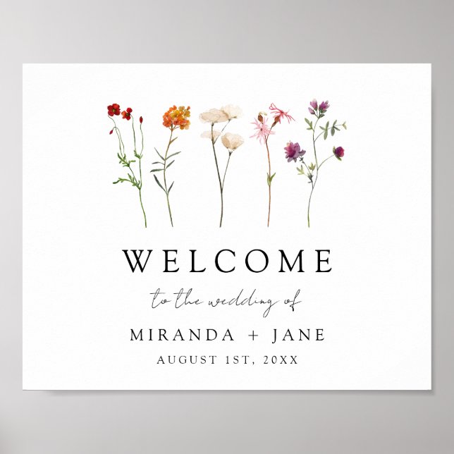 Wildflower Lesbian Pride Wedding Welcome Sign (Front)