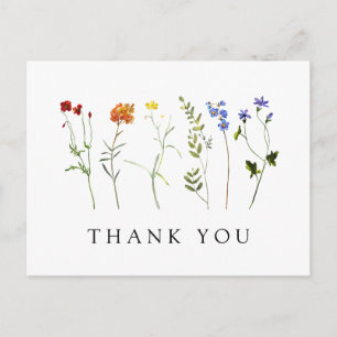 Wildflower LGBT Gay Pride Floral Wedding Thank You Postcard