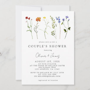 Wildflower LGBTQ Gay Pride Floral Couple's Shower Invitation