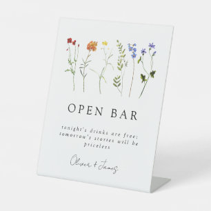 Wildflower LGBTQ Gay Pride Floral Wedding Open Bar Pedestal Sign