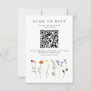 Wildflower LGBTQ Gay Pride Floral Wedding QR Code RSVP Card