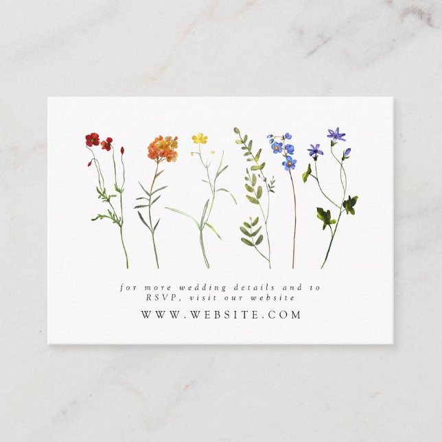 Wildflower LGBTQ Gay Pride Floral Wedding Website Enclosure Card (Front)