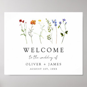 Wildflower LGBTQ Gay Pride Wedding Welcome Sign