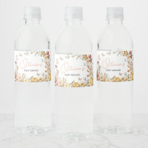 Wildflower Little Butterfly Baby Shower Water Bottle Label