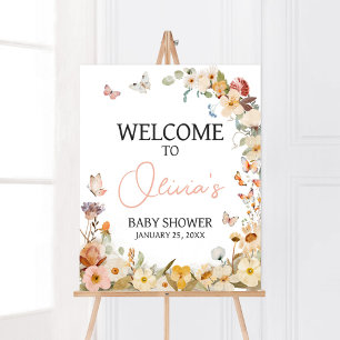 Wildflower Little Butterfly Baby Shower Welcome Poster