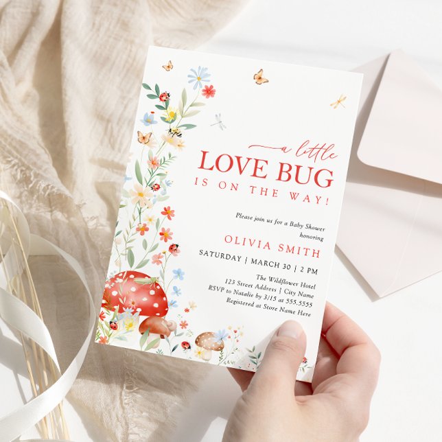 Wildflower Little Love Bug Baby Shower Invitation (Creator Uploaded)