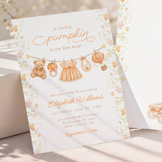 Wildflower Little Pumpkin Baby Shower Invitation