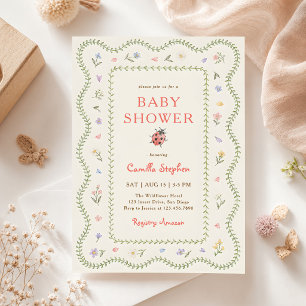 Wildflower Love Bug Baby Shower Invitation