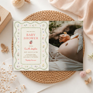 Wildflower Love Bug Baby Shower Photo Invitation