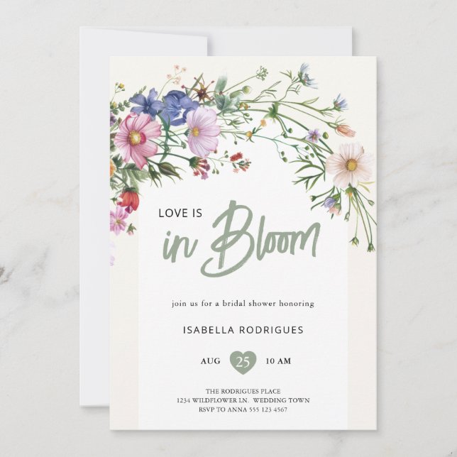 Wildflower Love in Bloom Bridal Shower Invitation (Front)
