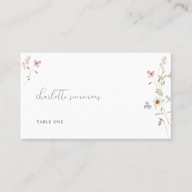 Wildflower Love in Bloom Bridal Shower Place Card (Front)