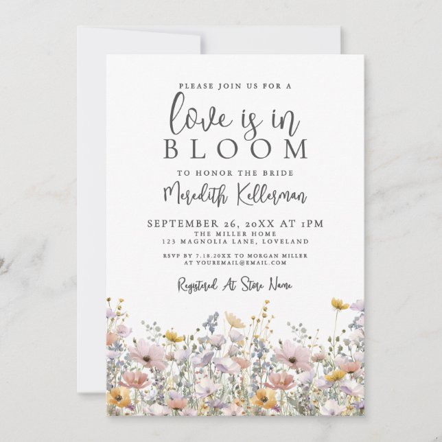 Wildflower Love Is In Bloom Bridal Shower Invitation (Front)