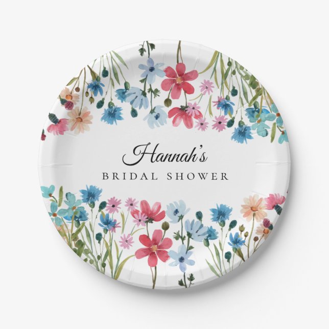 Wildflower Love is in Bloom Bridal Shower Paper Plate (Front)