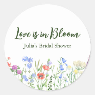 Wildflower Love is in Bloom Bridal Shower Party Classic Round Sticker