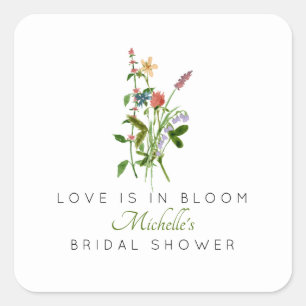 Wildflower Love is in Bloom Bridal Shower Square Sticker