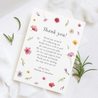 Wildflower Love is in Bloom Bridal Shower Thank You Card