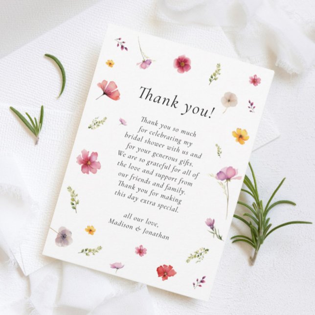 Wildflower Love is in Bloom Bridal Shower Thank You Card (Creator Uploaded)