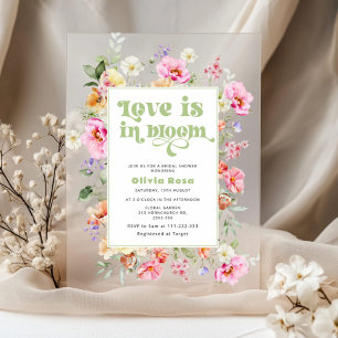 Wildflower Love is in Bloom Garden Bridal shower Acrylic Invitations