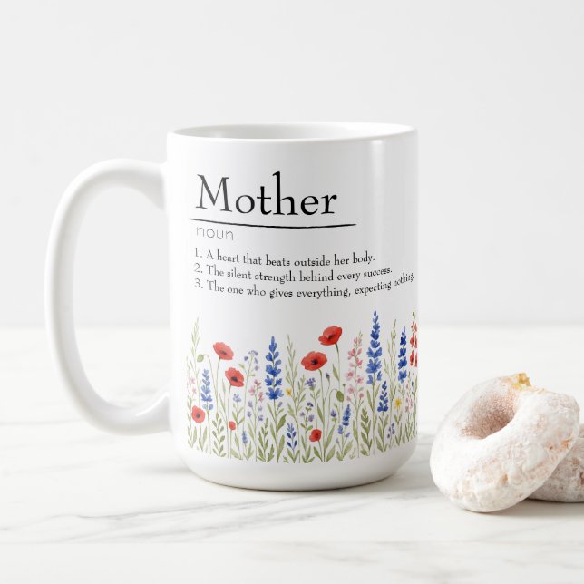 Wildflower Love – Mug with Heartfelt Message (With Donut)