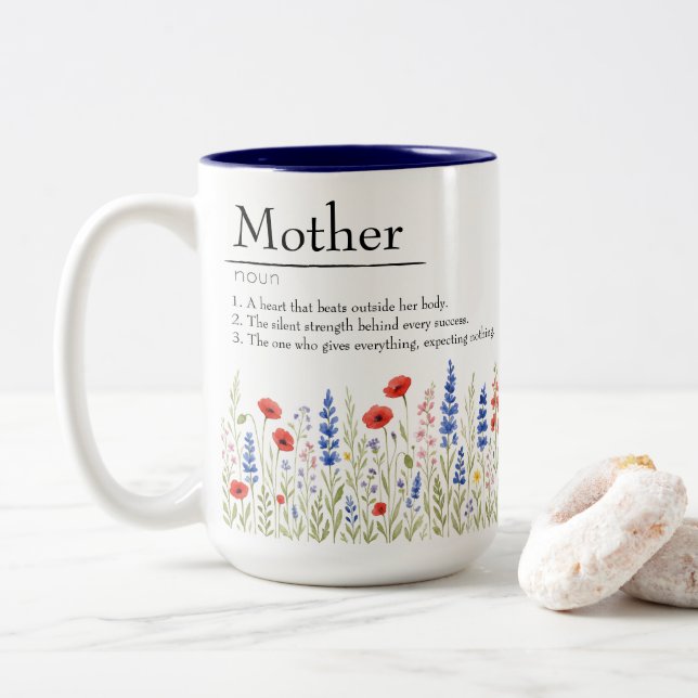Wildflower Love – Mug with Heartfelt Message (With Donut)