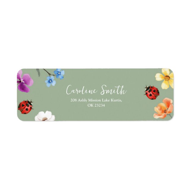 Wildflower Lovebug Baby Shower Address Label (Front)