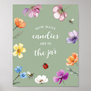 Wildflower Lovebug Baby Shower Game Sign