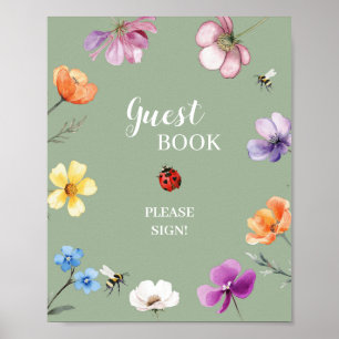 Wildflower Lovebug Guest Book Party Sign