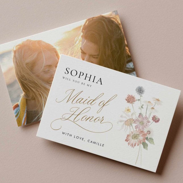 Wildflower Maid of Honour Proposal Card (Wildflower Theme Maid of Honor Proposal Card)