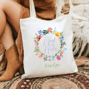 Wildflower Maid of Honour Script Wedding  Tote Bag