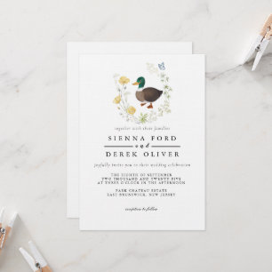 Wildflower Mallard Duck Wedding Invitation