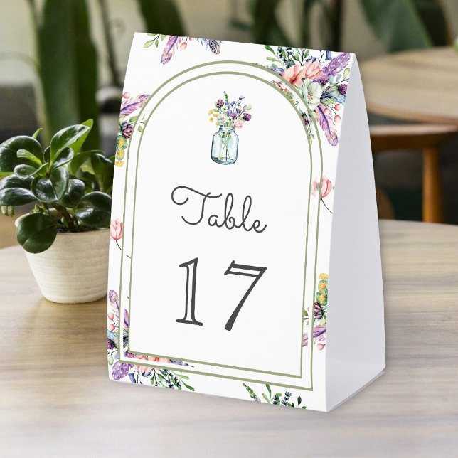 Wildflower Mason Jar Arch Wedding Table Number (Creator Uploaded)