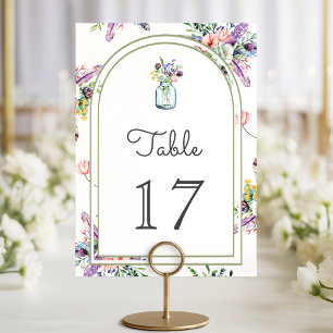 Wildflower Mason Jar Arch Wedding Table Number