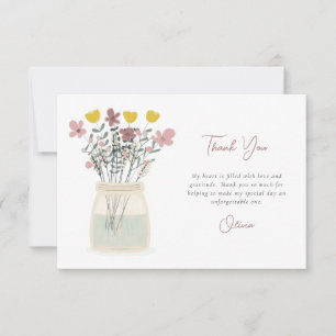 Wildflower Mason Jar Hand Lettering Thank You Card