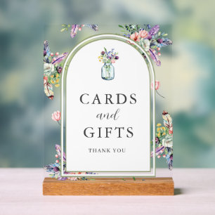 Wildflower Mason Jar Wedding Cards and Gifts Acrylic Sign